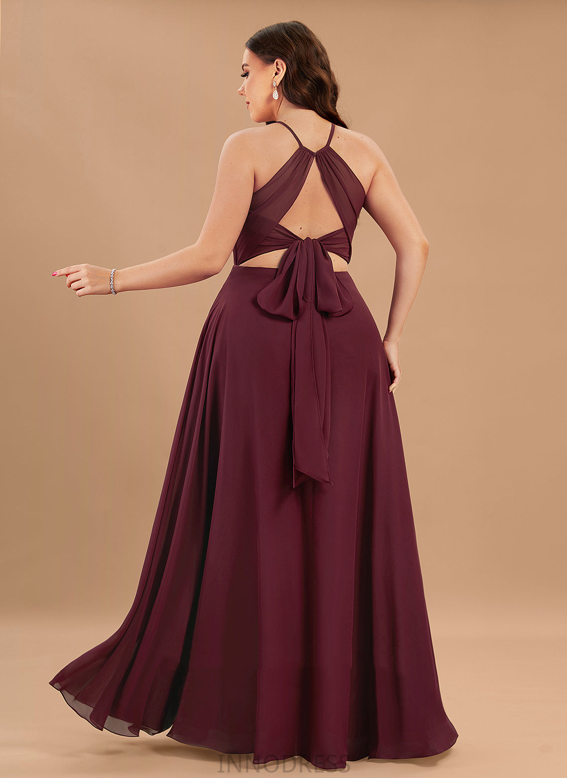 Embellishment SplitFront Silhouette Floor-Length Length Fabric Halter A-Line Neckline Lilly Floor Length Sheath/Column Bridesmaid Dresses