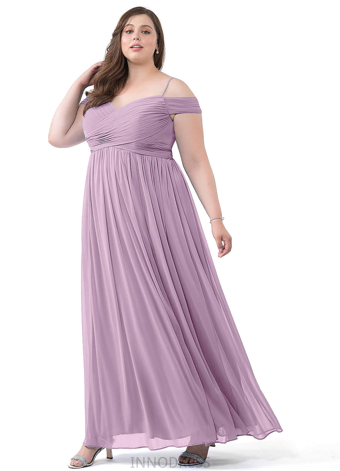 Emma Floor Length Spaghetti Staps Natural Waist Half Sleeves A-Line/Princess Bridesmaid Dresses