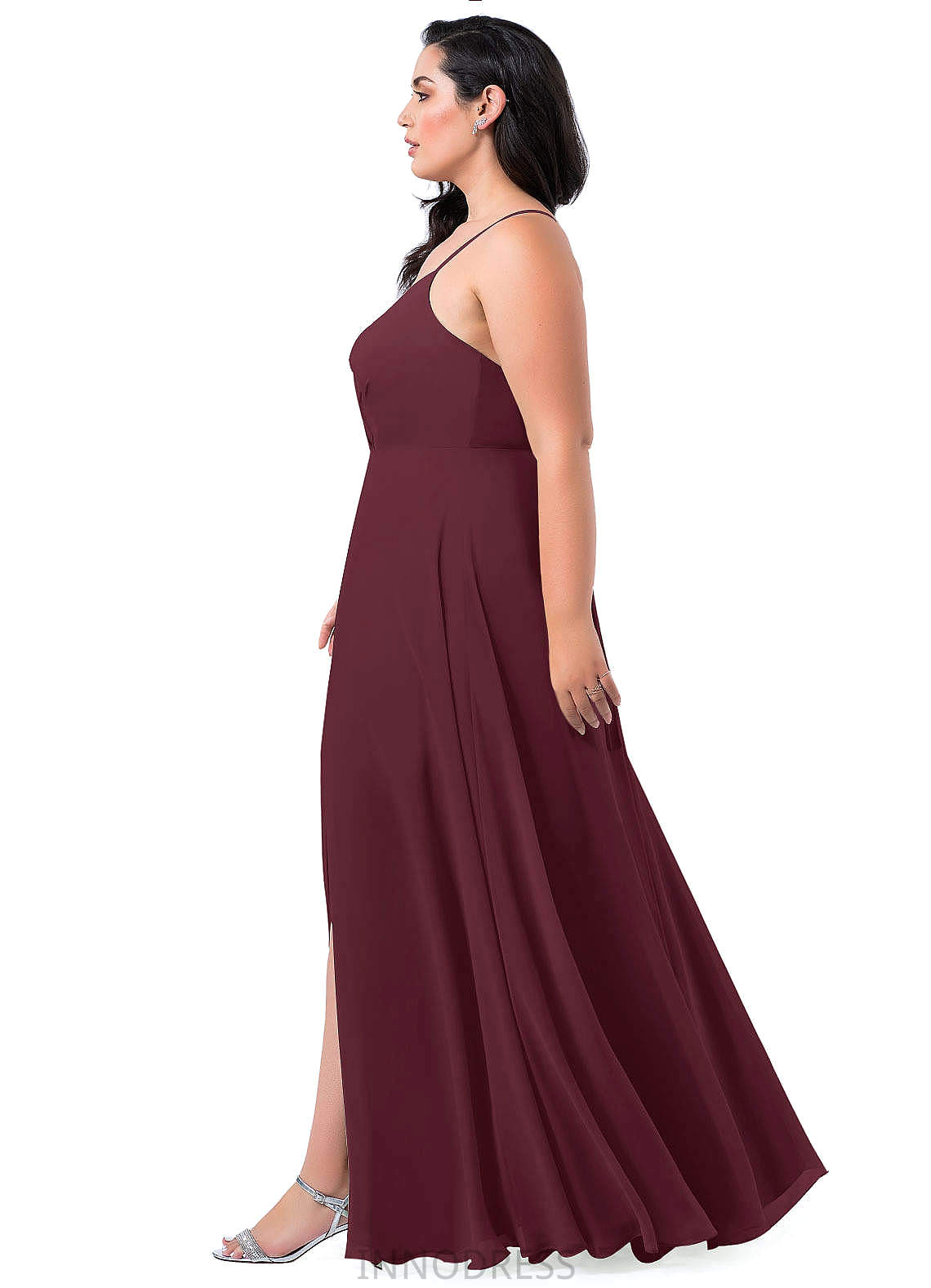 Kelsie Natural Waist Floor Length Spaghetti Staps Sleeveless Sheath/Column Bridesmaid Dresses