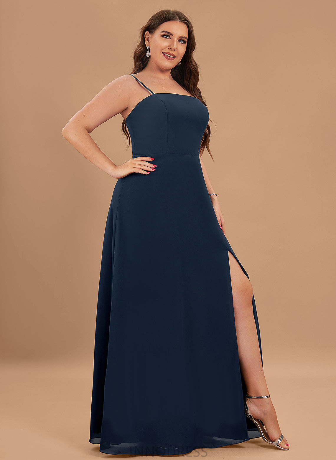 Silhouette Square A-Line Length Straps&Sleeves Floor-Length Fabric Neckline Taniyah Bridesmaid Dresses