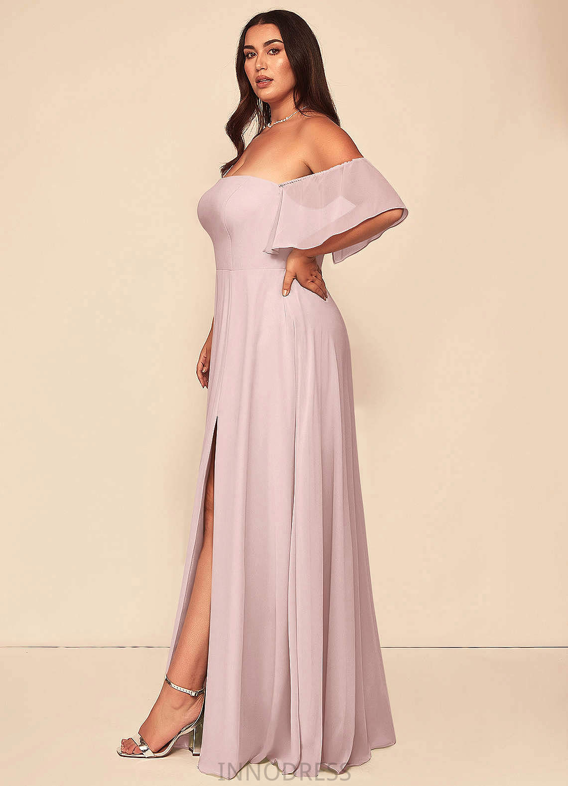 Haylie A-Line/Princess Floor Length Natural Waist Spaghetti Staps Sleeveless Bridesmaid Dresses