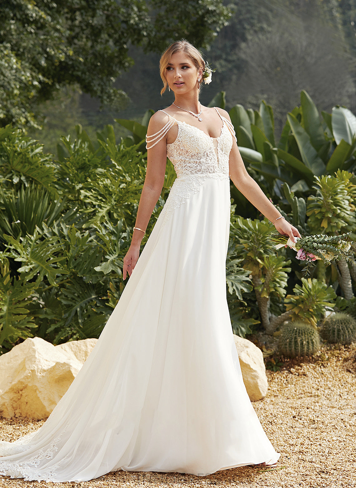 Train Lace V-neck Wedding Dresses Wedding With Chiffon Sequins Sweep A-Line Dress Desiree Beading