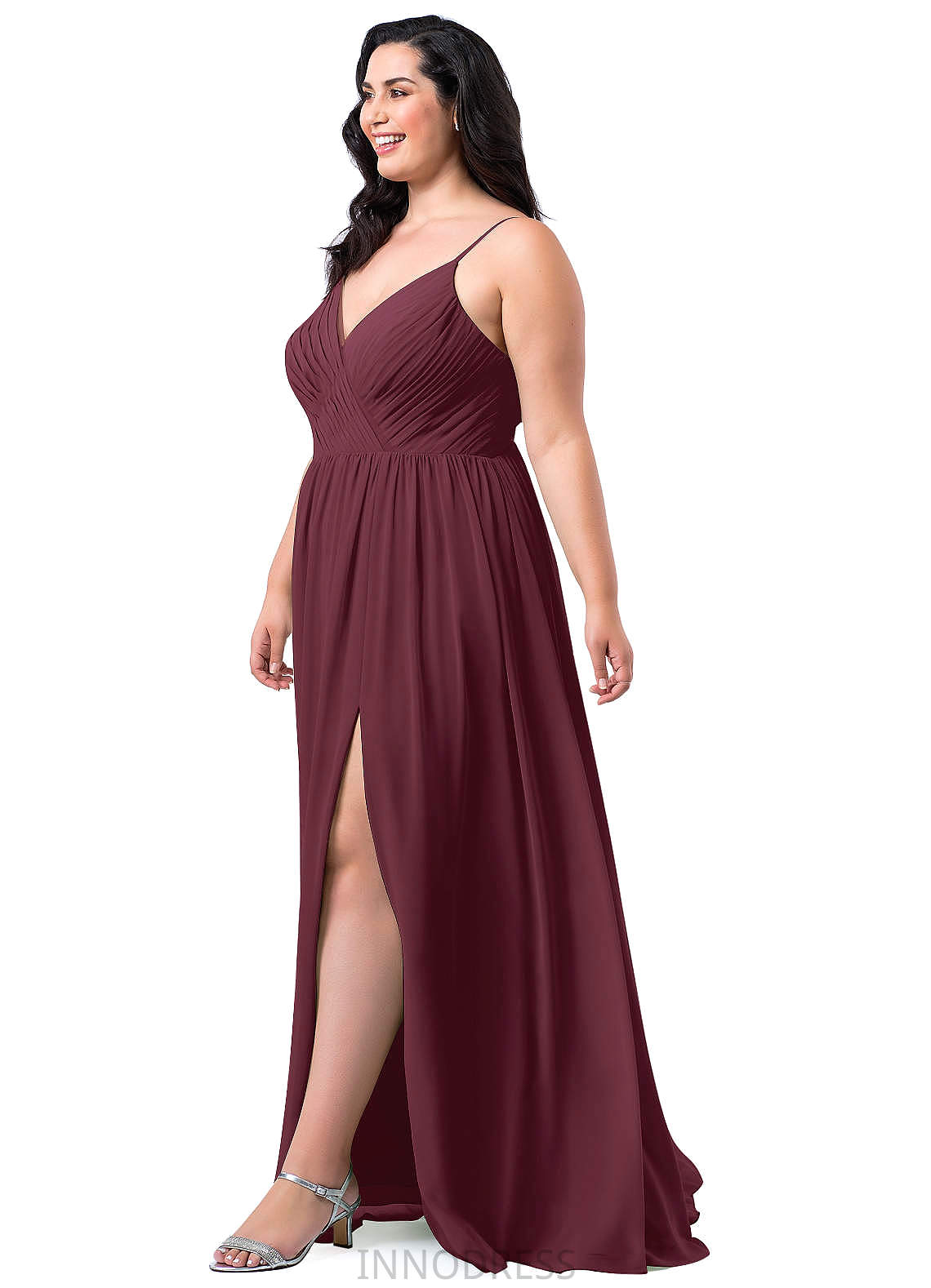 Talia Floor Length Natural Waist Sleeveless V-Neck Bridesmaid Dresses