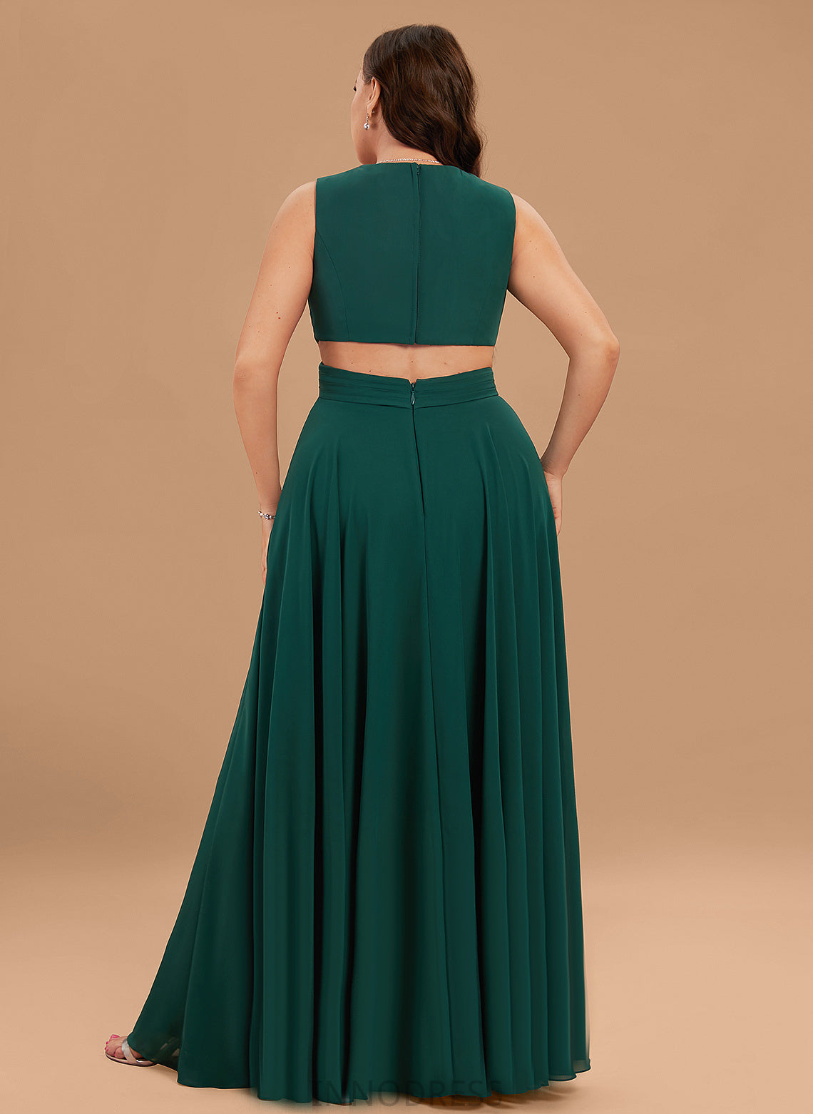 Silhouette Pleated Length Embellishment A-Line Fabric V-neck Floor-Length Neckline Kaila Bridesmaid Dresses