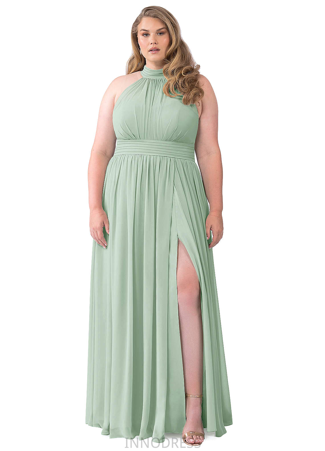 Dominique A-Line/Princess Sleeveless Natural Waist Floor Length V-Neck Bridesmaid Dresses