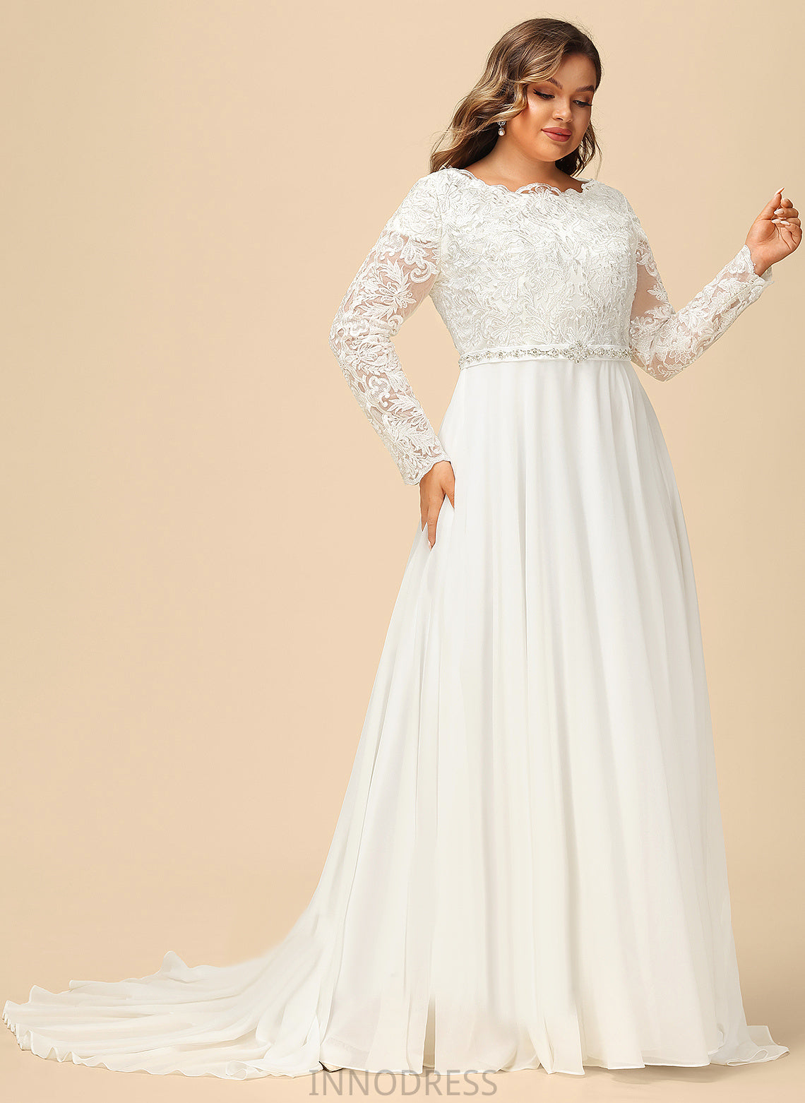 Wedding Dresses Dress Court Chiffon A-Line Wedding Train Taniyah With Beading Lace