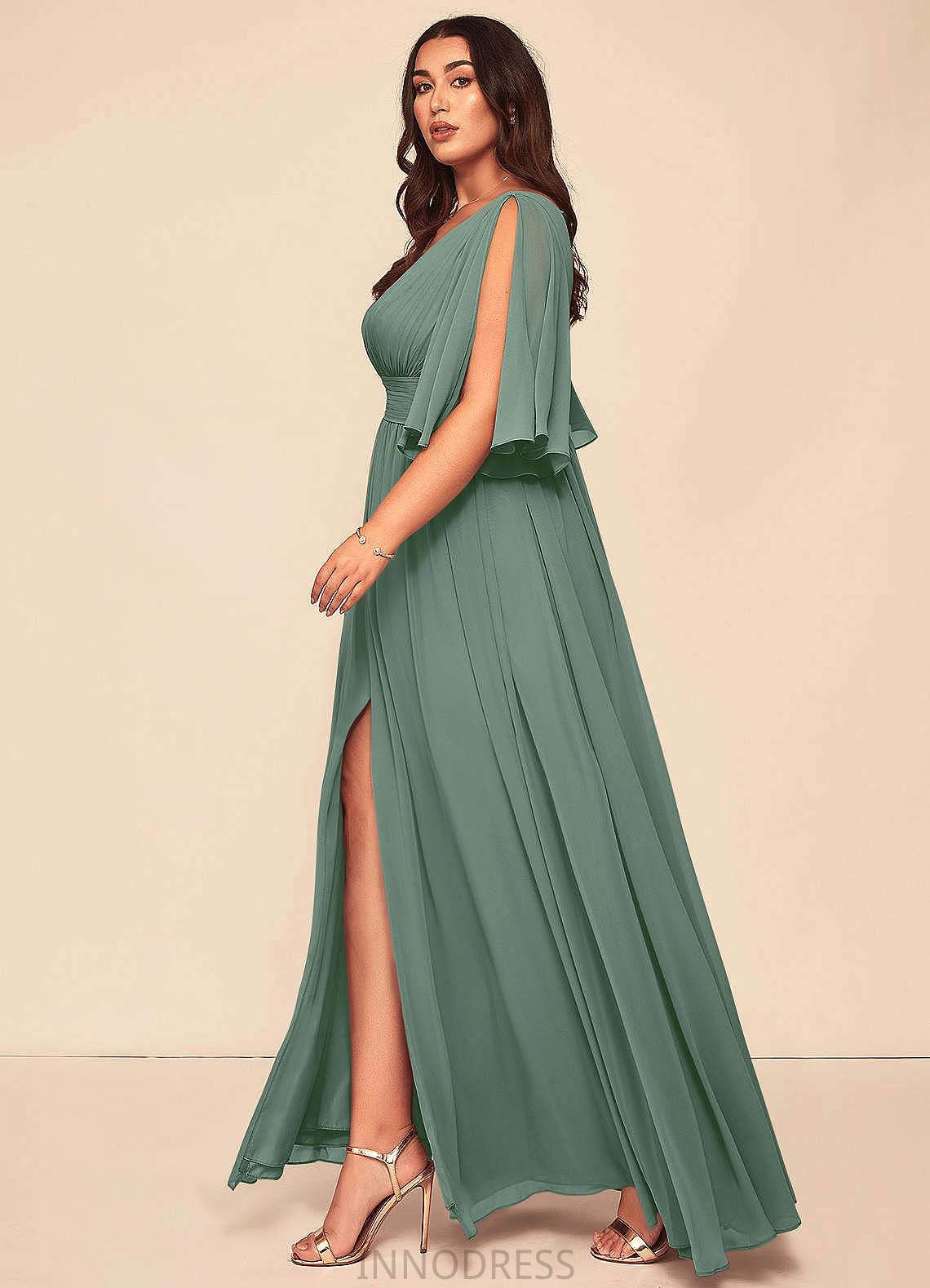 Lilia V-Neck Floor Length Sleeveless Natural Waist A-Line/Princess Bridesmaid Dresses