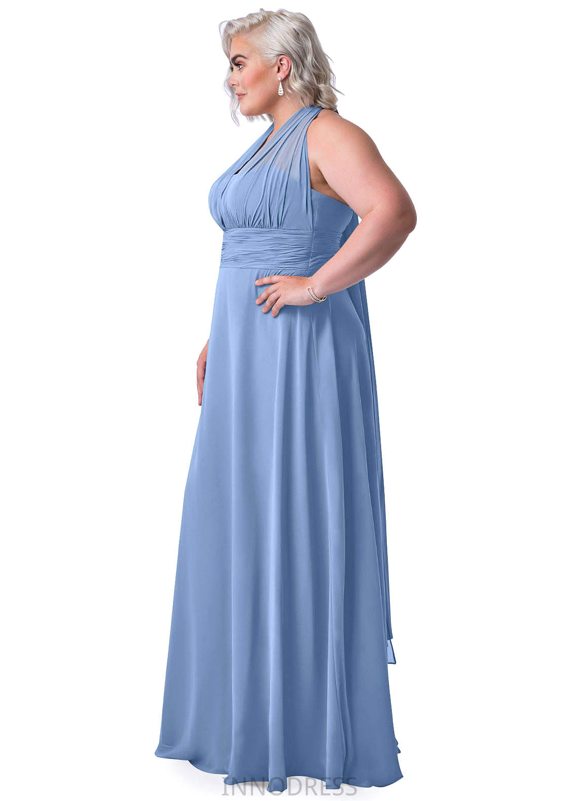 Fatima A-Line/Princess Floor Length V-Neck Natural Waist Sleeveless Bridesmaid Dresses