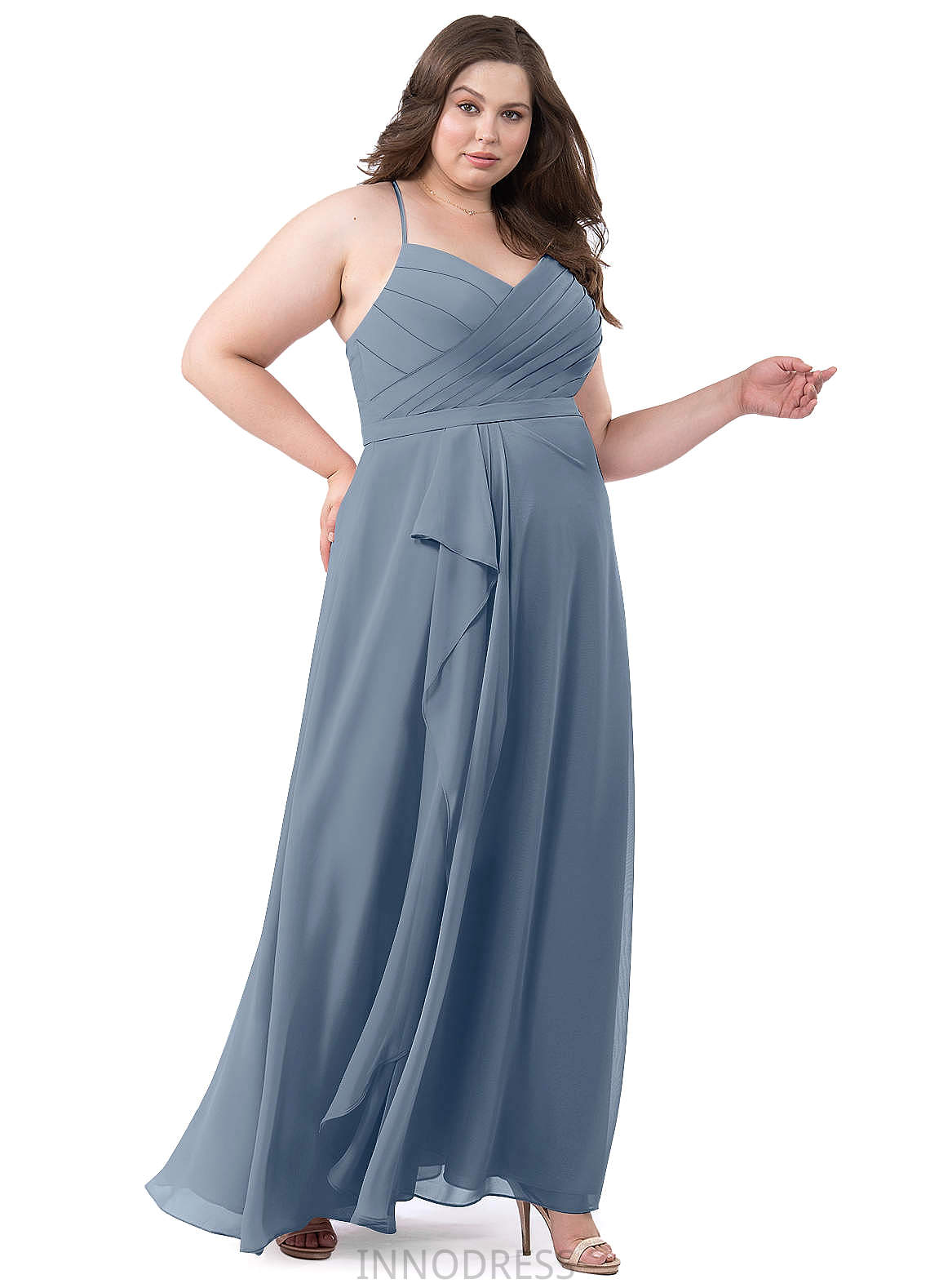 Helen Sleeveless V-Neck A-Line/Princess Floor Length Natural Waist Bridesmaid Dresses