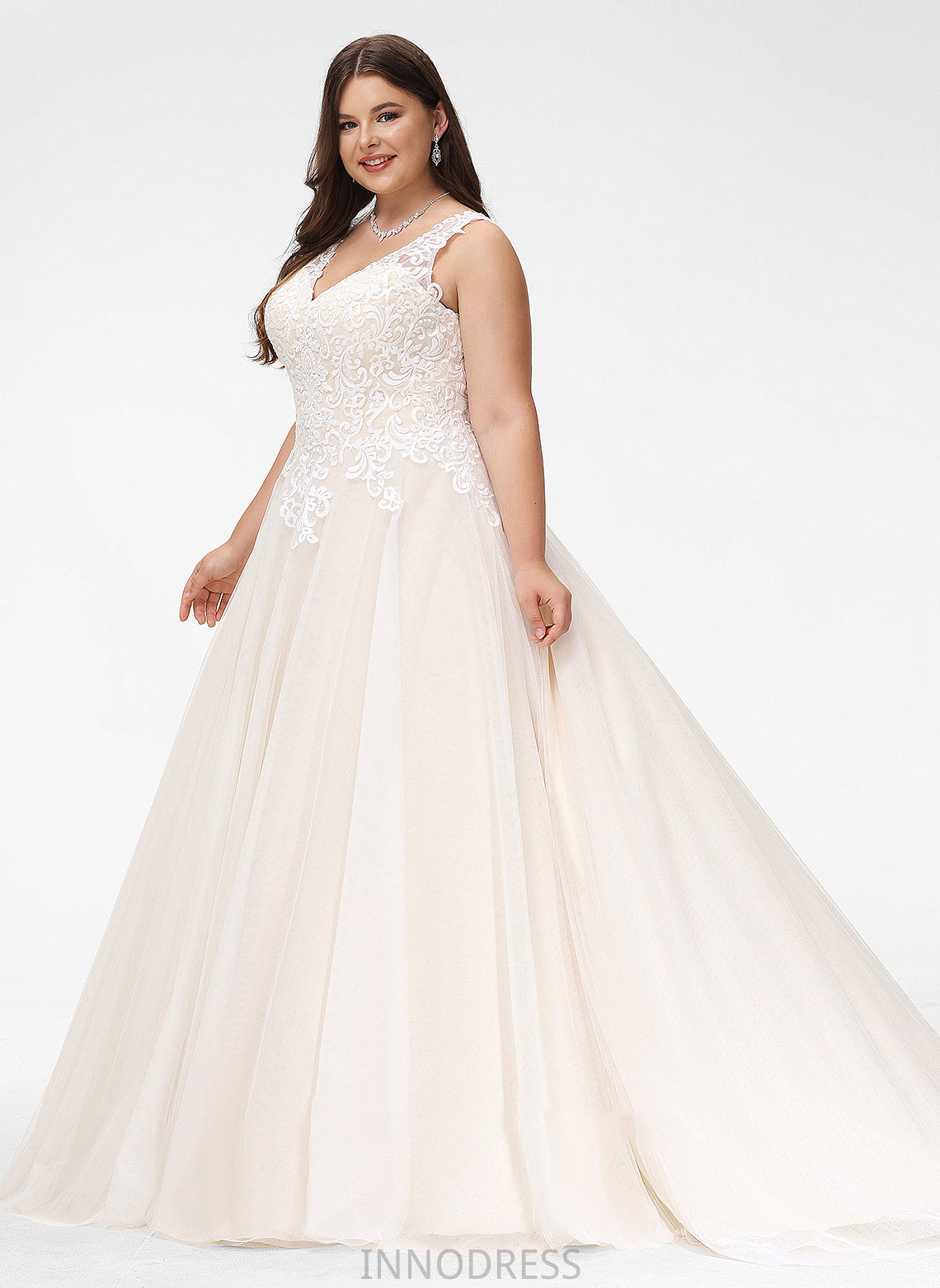 Ball-Gown/Princess Wedding Dresses Train Wedding Court Tulle V-neck Aracely Dress