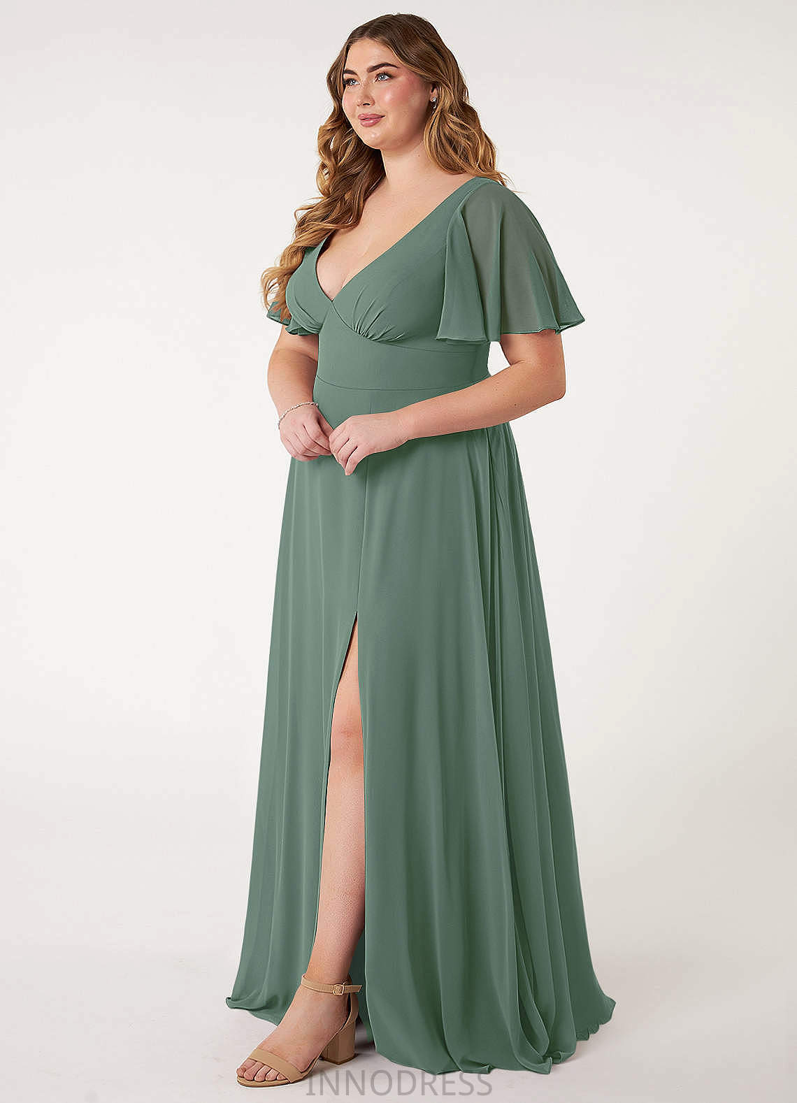 Meredith Spaghetti Staps Sleeveless Natural Waist A-Line/Princess Floor Length Bridesmaid Dresses