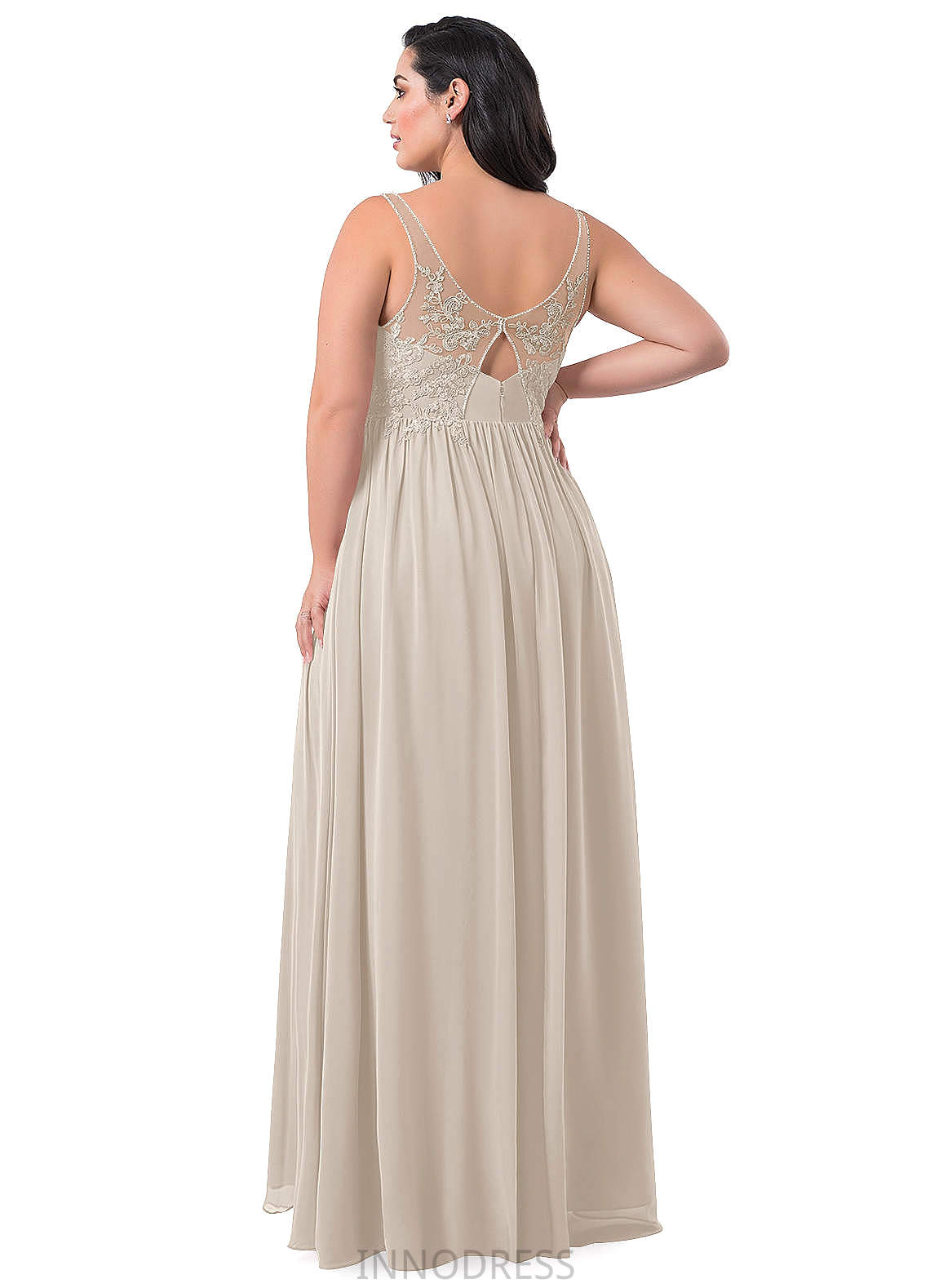 Olive V-Neck Sleeveless Natural Waist Floor Length A-Line/Princess Bridesmaid Dresses