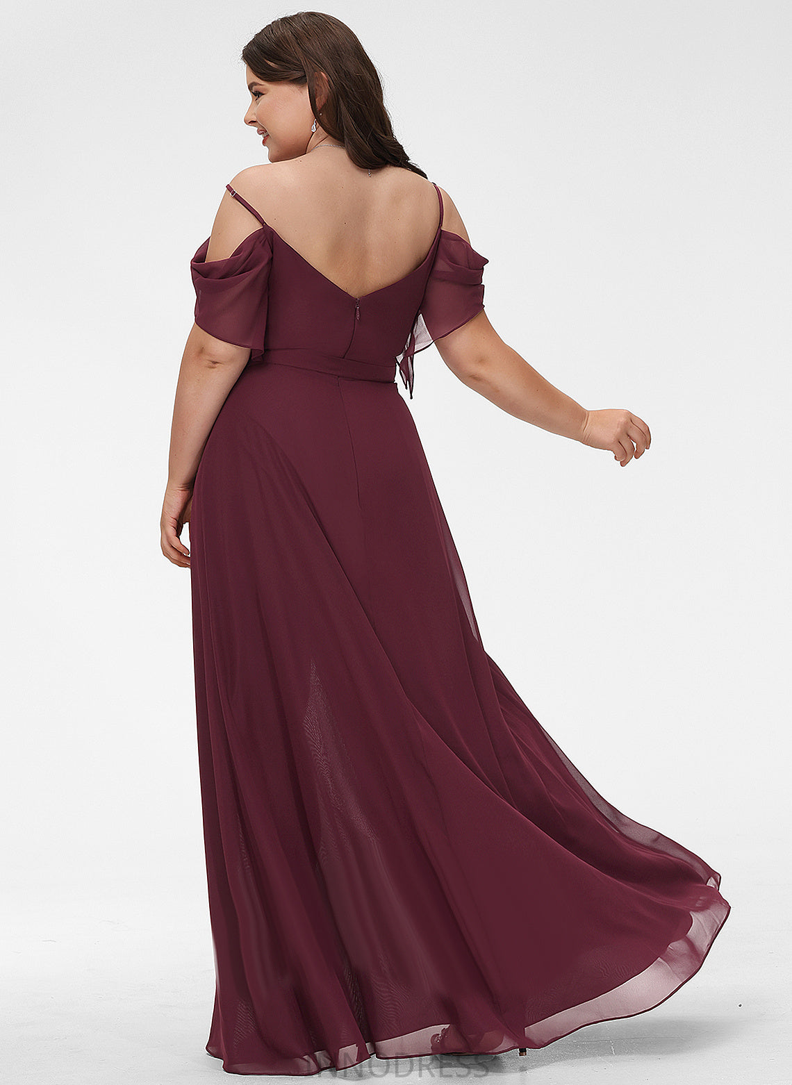 V-neck Silhouette Length A-Line Ruffle Fabric Embellishment Neckline Floor-Length Hanna Floor Length Natural Waist Bridesmaid Dresses