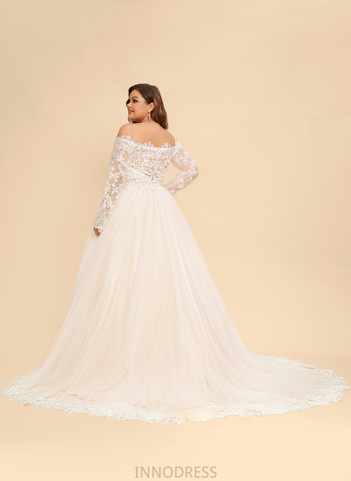 Tulle Lace Lana Wedding Dresses Off-the-Shoulder Train Ball-Gown/Princess Wedding Dress Chapel