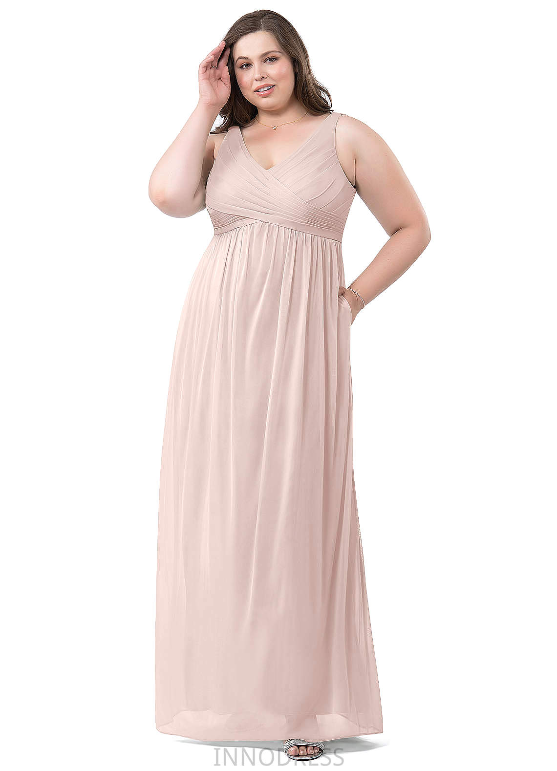 Raelynn Floor Length V-Neck Natural Waist Sleeveless A-Line/Princess Bridesmaid Dresses