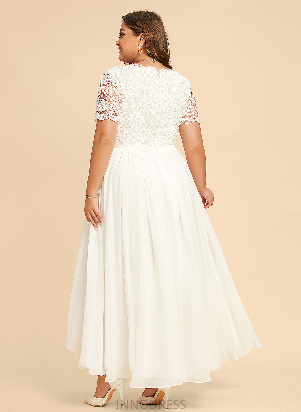 Chiffon Asymmetrical Dress Wedding Dresses Wedding A-Line Lace V-neck With Lola