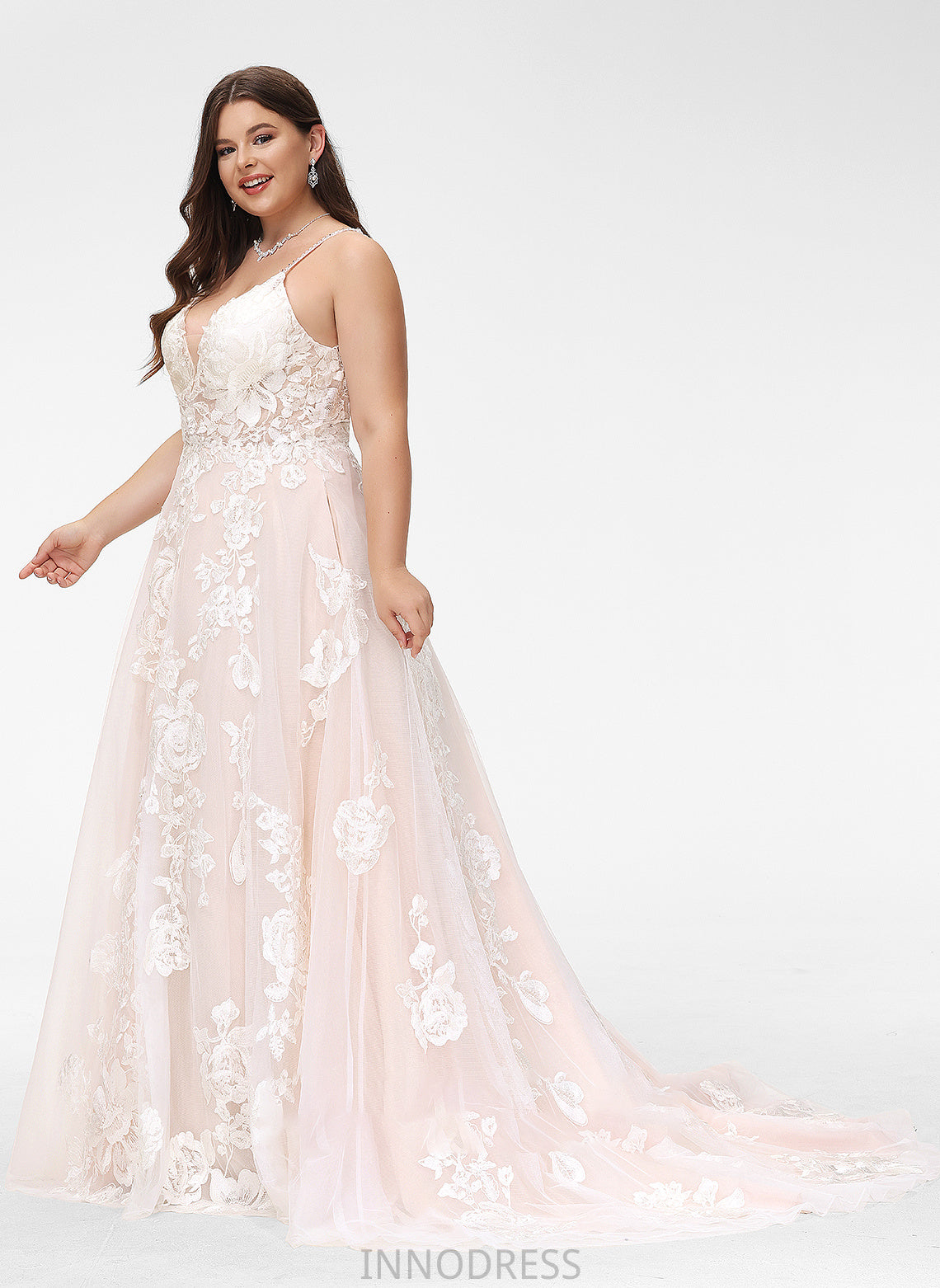 Wedding Train With Wedding Dresses Dress Beading Ball-Gown/Princess Court Heidi Tulle Lace Pockets V-neck