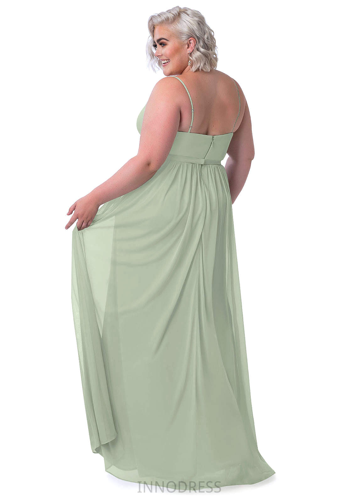 Halle Natural Waist Floor Length Spaghetti Staps A-Line/Princess Sleeveless Bridesmaid Dresses