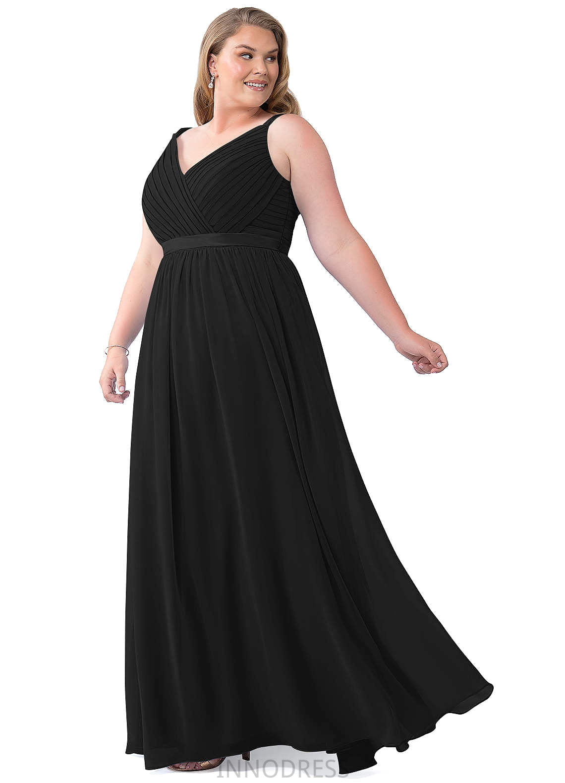 Marie V-Neck Natural Waist Velvet Floor Length A-Line/Princess Sleeveless Bridesmaid Dresses