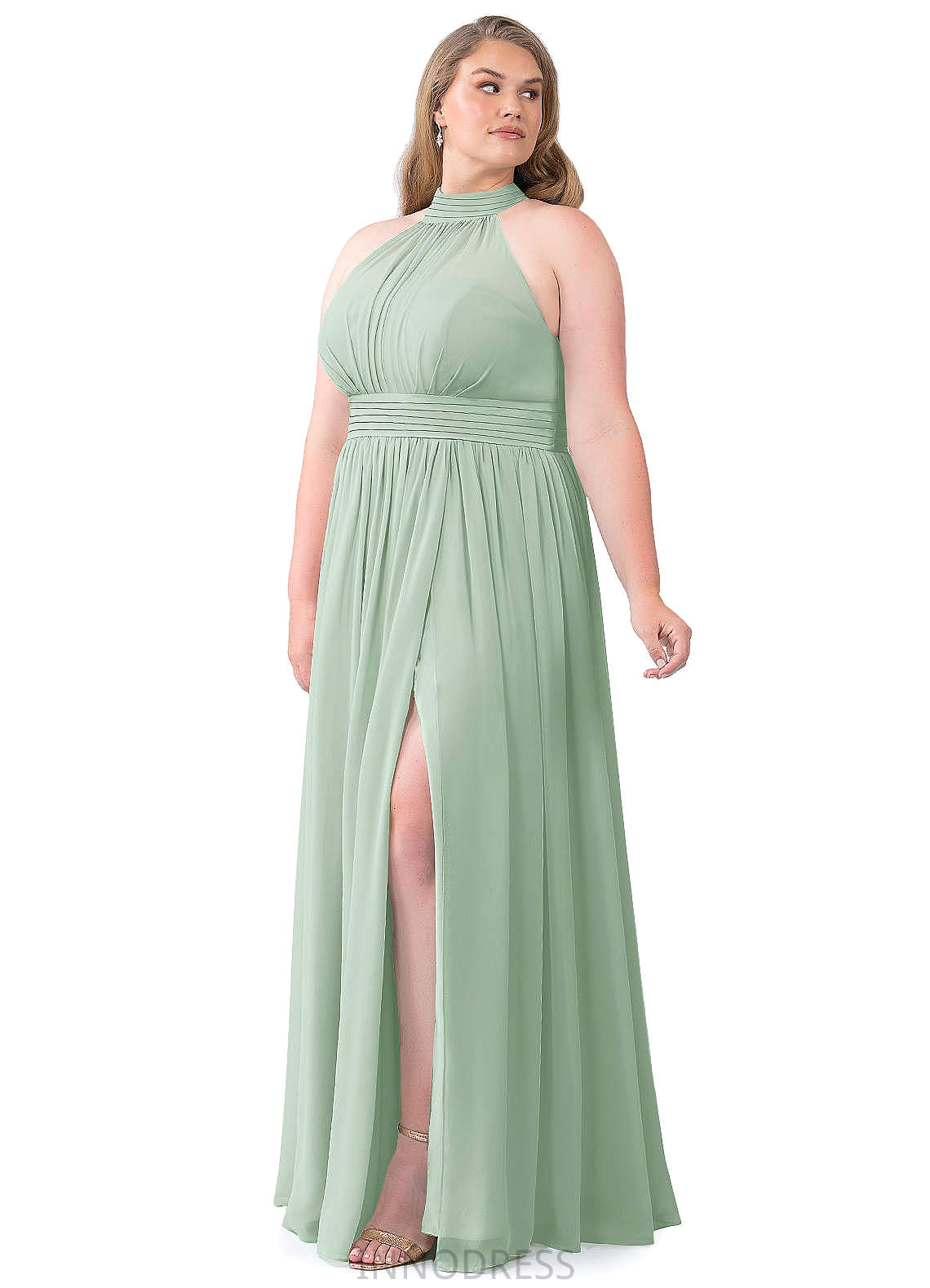 Dominique A-Line/Princess Sleeveless Natural Waist Floor Length V-Neck Bridesmaid Dresses