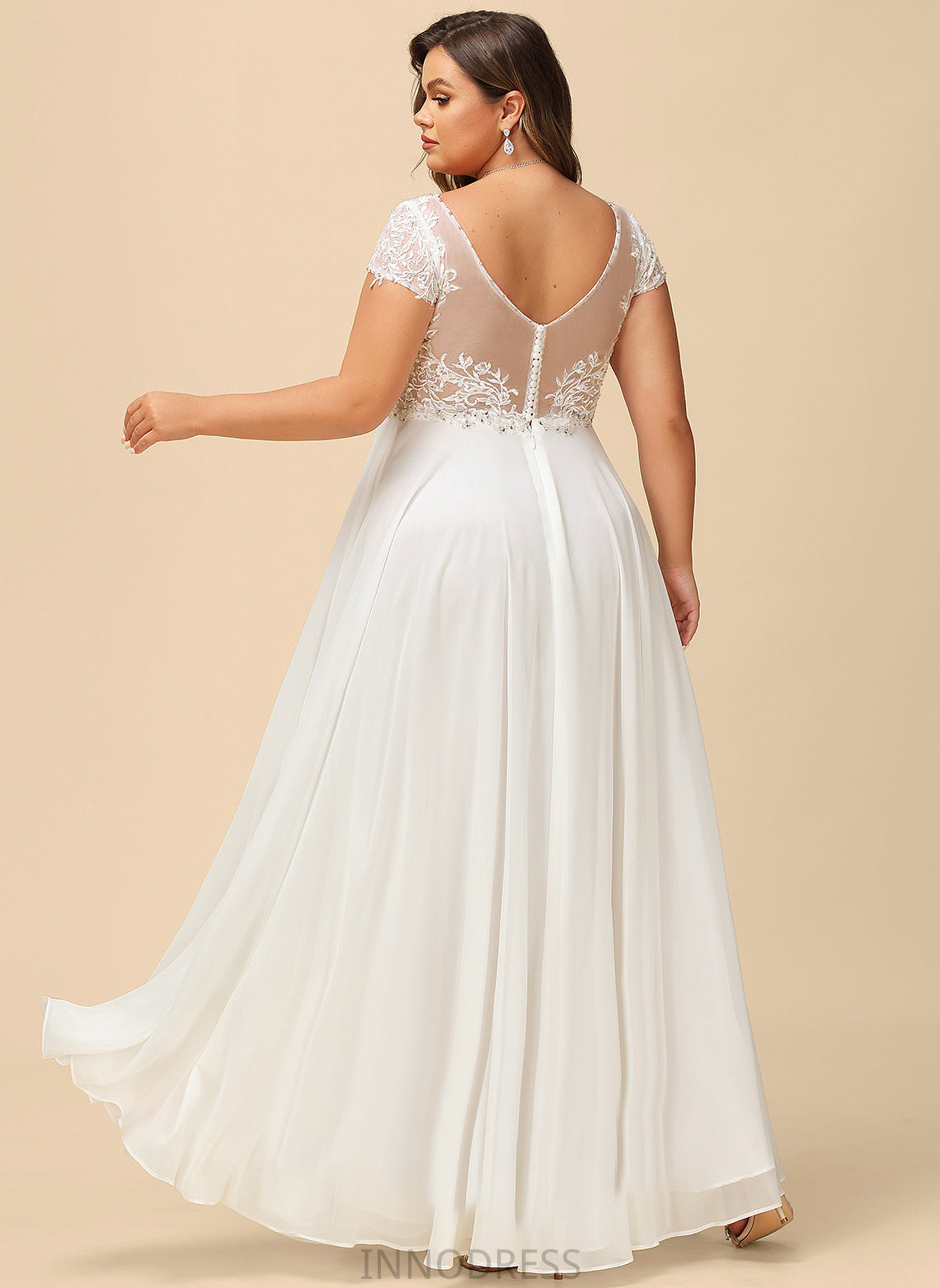 V-neck A-Line Lace Dress Wedding With Wedding Dresses Beading Floor-Length Aleah Sequins Chiffon