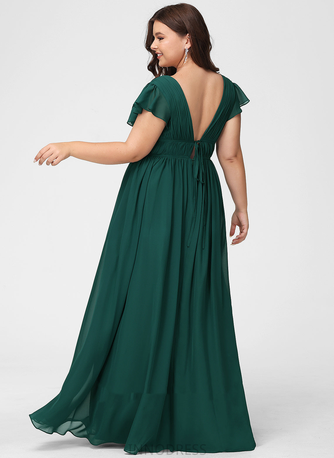 Neckline Floor-Length Silhouette Fabric Length Embellishment SplitFront A-Line V-neck Persis Sleeveless Spaghetti Staps Bridesmaid Dresses