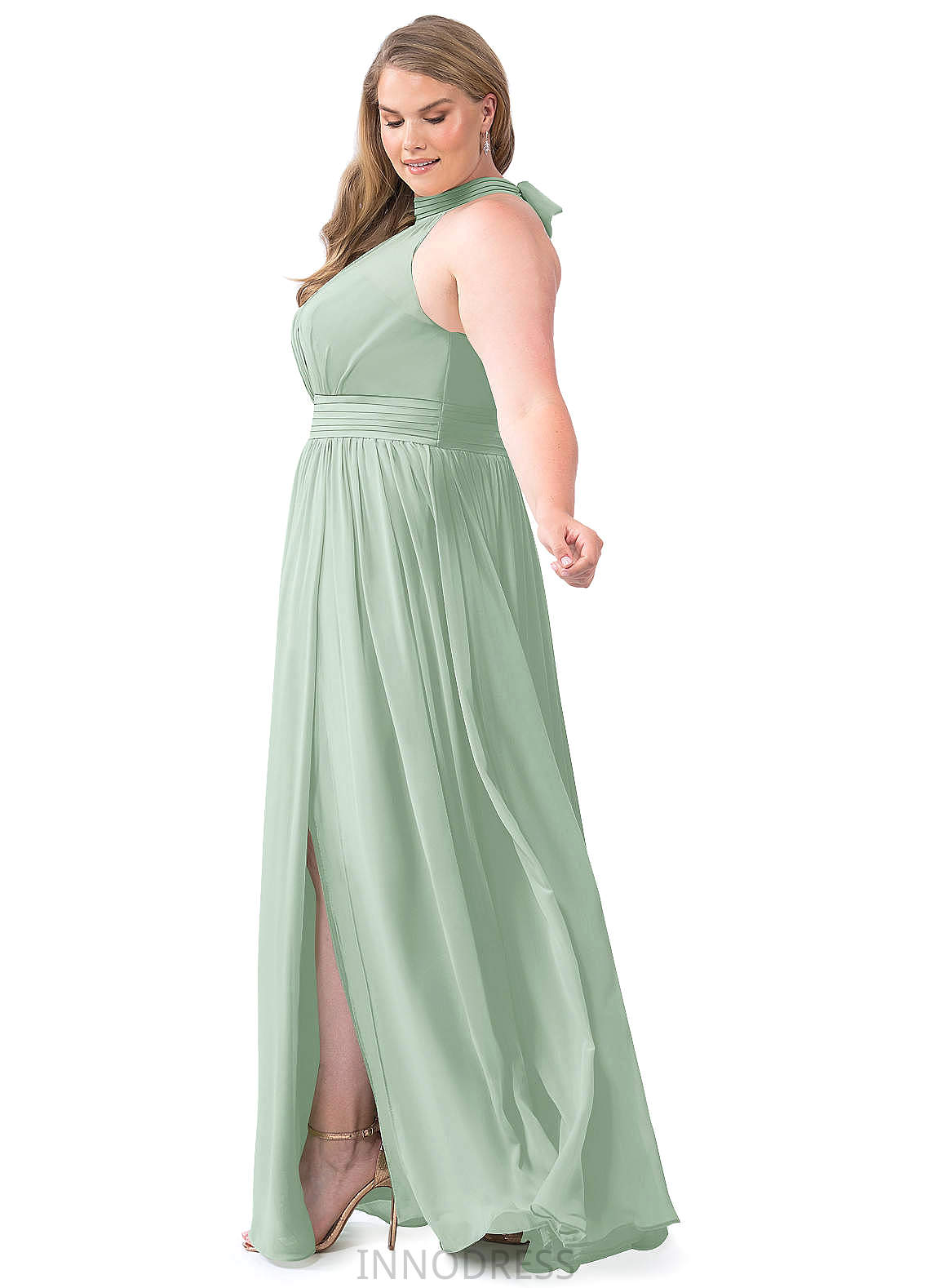 Dominique A-Line/Princess Sleeveless Natural Waist Floor Length V-Neck Bridesmaid Dresses