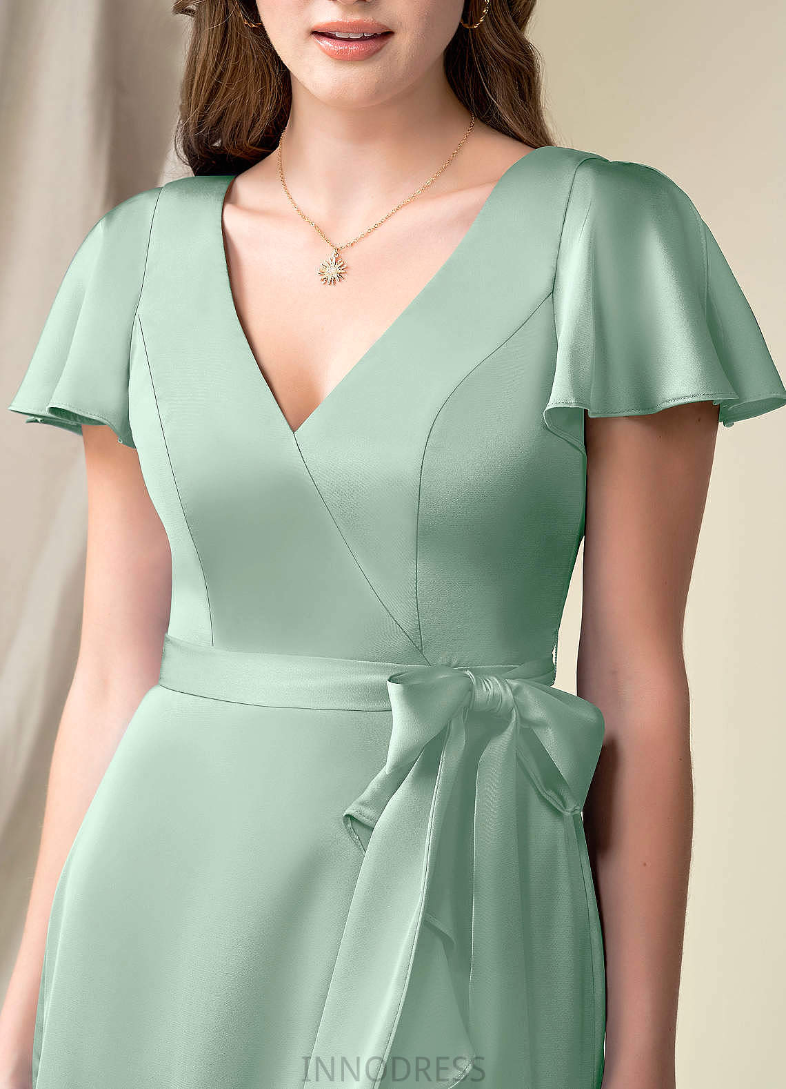 Arielle A-Line/Princess Spaghetti Staps Sleeveless Floor Length Natural Waist Bridesmaid Dresses