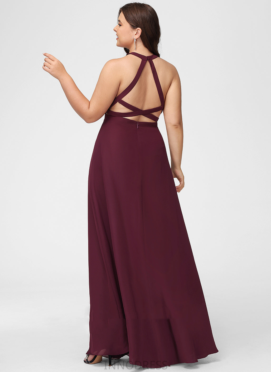 Neckline Floor-Length SplitFront Silhouette Length Embellishment Fabric HighNeck A-Line Laurel V-Neck Sleeveless Bridesmaid Dresses