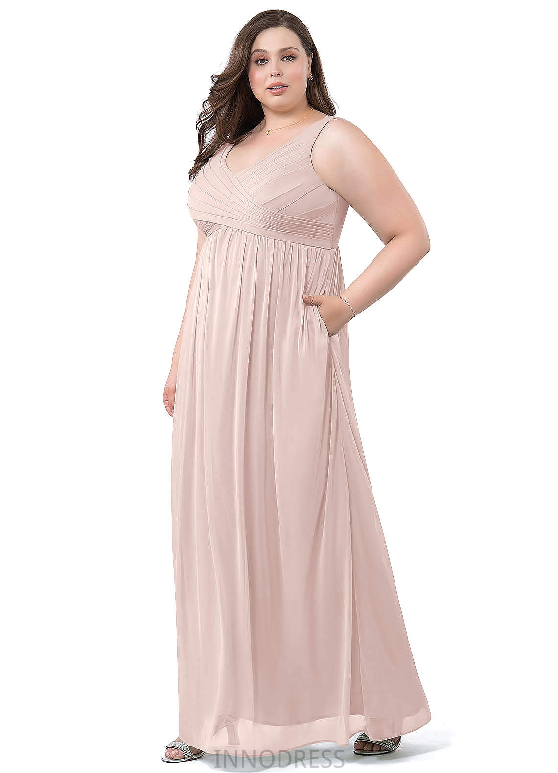 Raelynn Floor Length V-Neck Natural Waist Sleeveless A-Line/Princess Bridesmaid Dresses