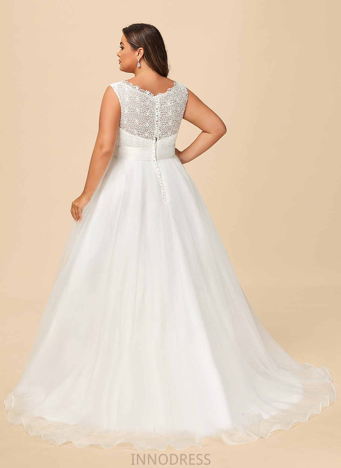 Sweep Organza Wedding Dresses With Ball-Gown/Princess Sequins Wedding Train Dress Lace Maritza Satin Beading