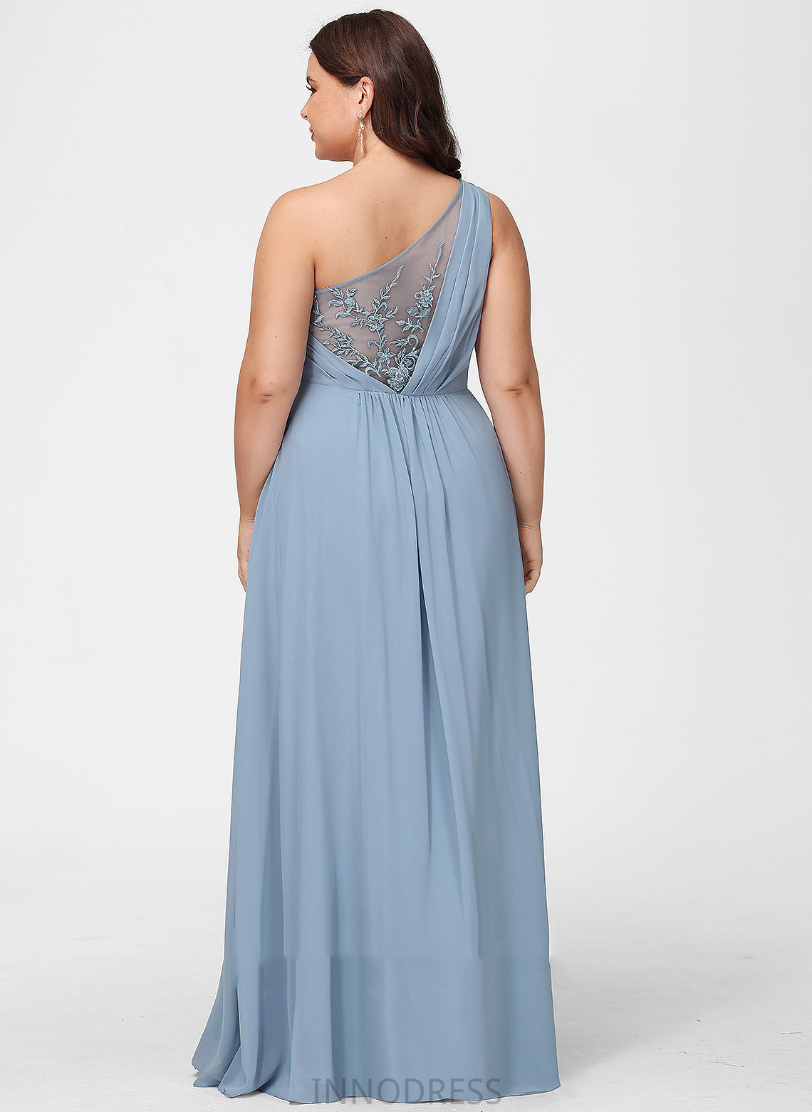 Neckline Floor-Length A-Line Lace Sequins One-Shoulder Fabric Silhouette Length Embellishment Jazmyn Cap Sleeves Bridesmaid Dresses