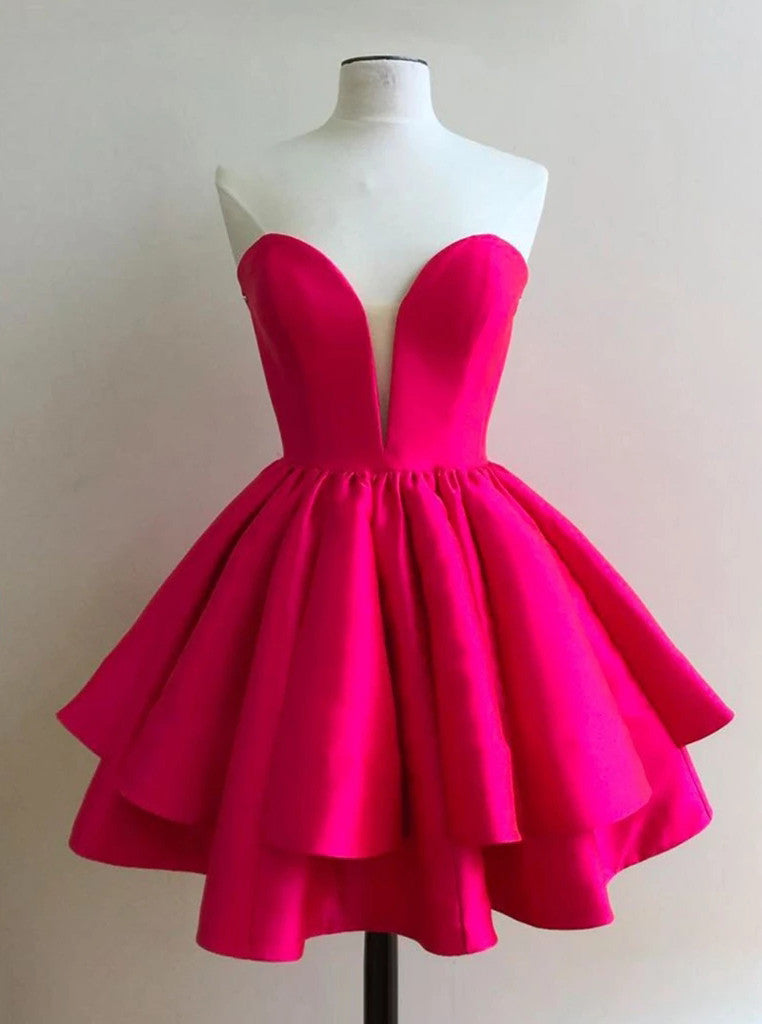 Strapless Sweetheart Fuchsia Short Sweet 16 Dresses Homecoming Dresses