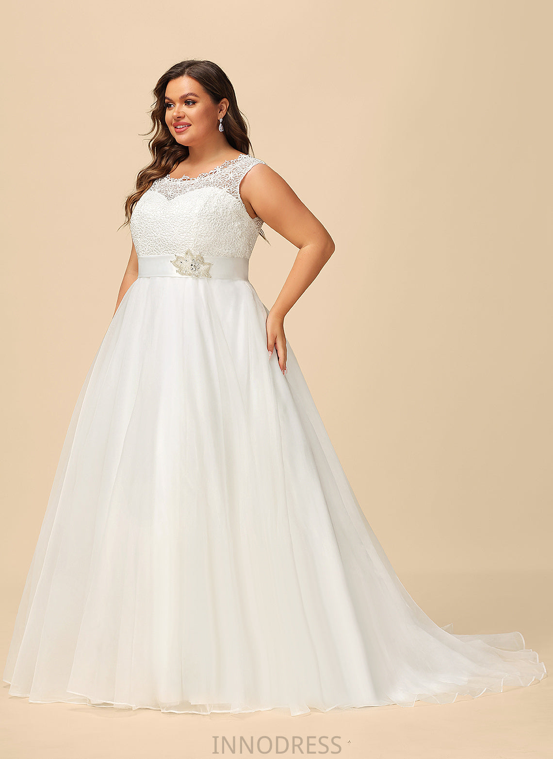 Sweep Organza Wedding Dresses With Ball-Gown/Princess Sequins Wedding Train Dress Lace Maritza Satin Beading