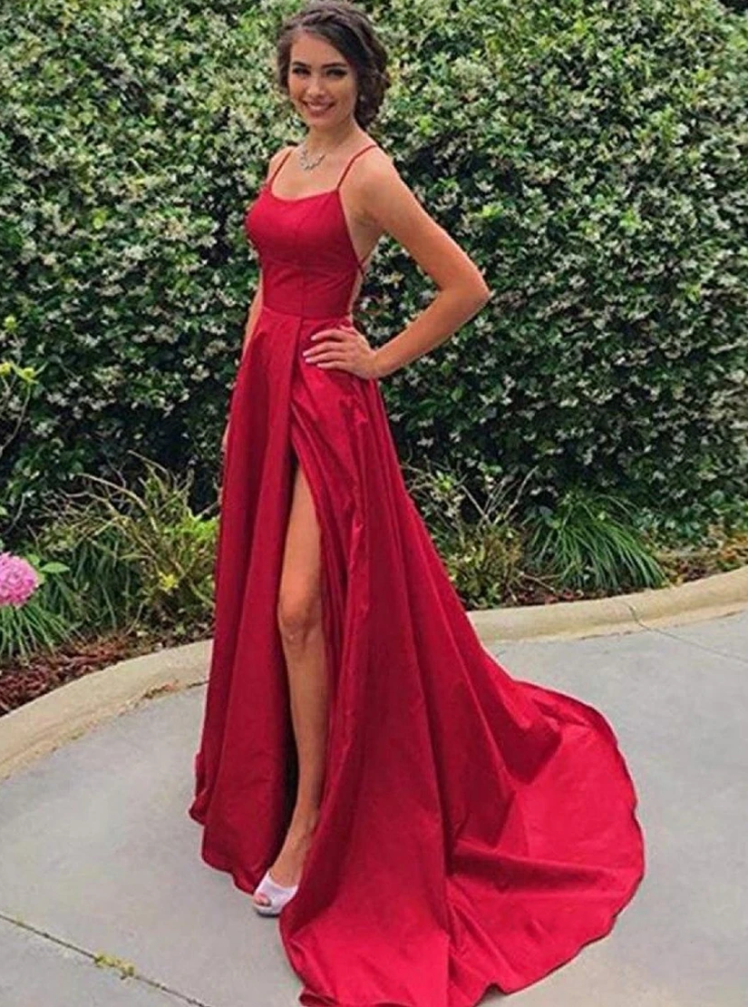 A-Line Prom Dresses Side Split Evening Dresses