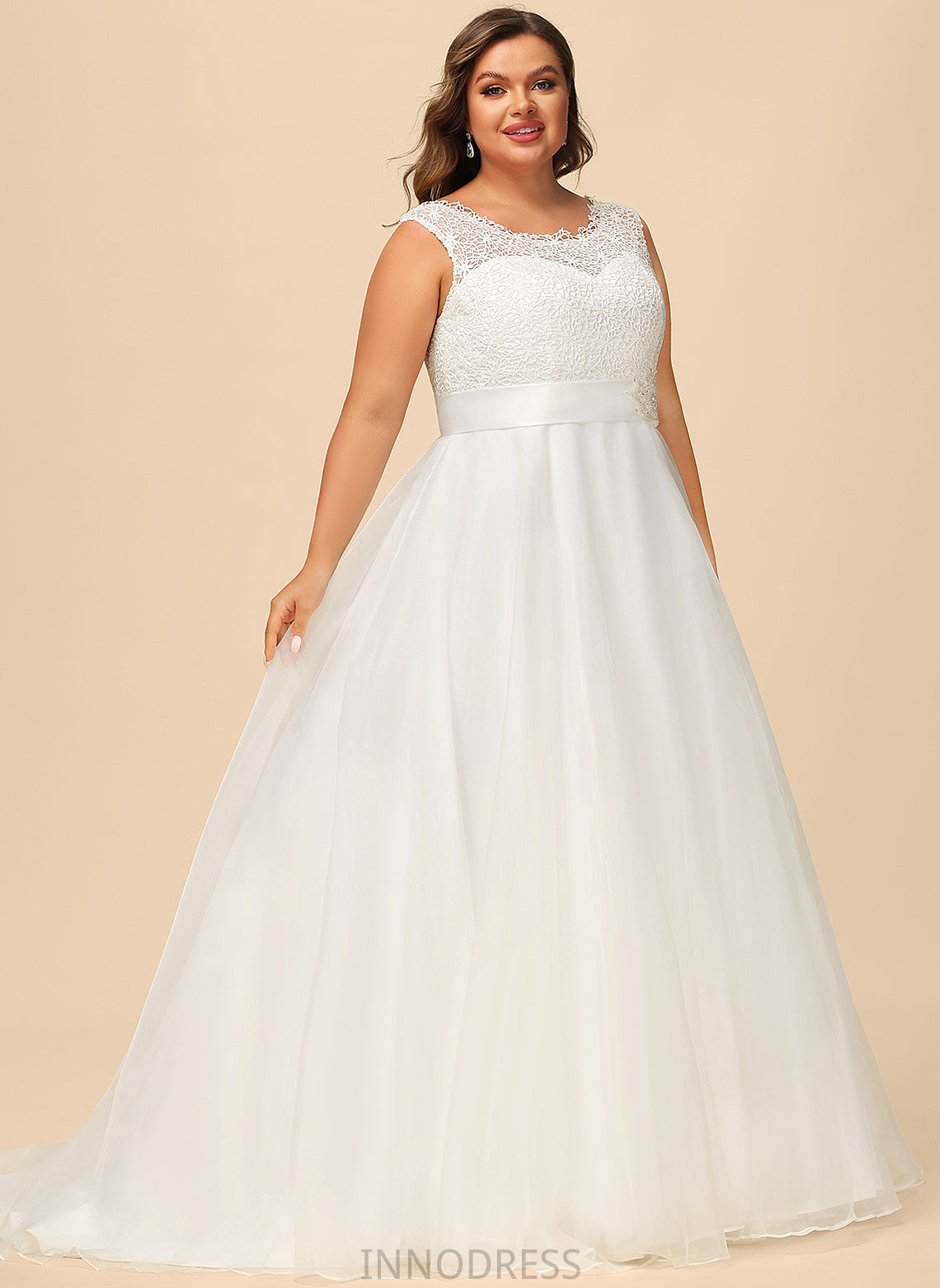 Sweep Organza Wedding Dresses With Ball-Gown/Princess Sequins Wedding Train Dress Lace Maritza Satin Beading