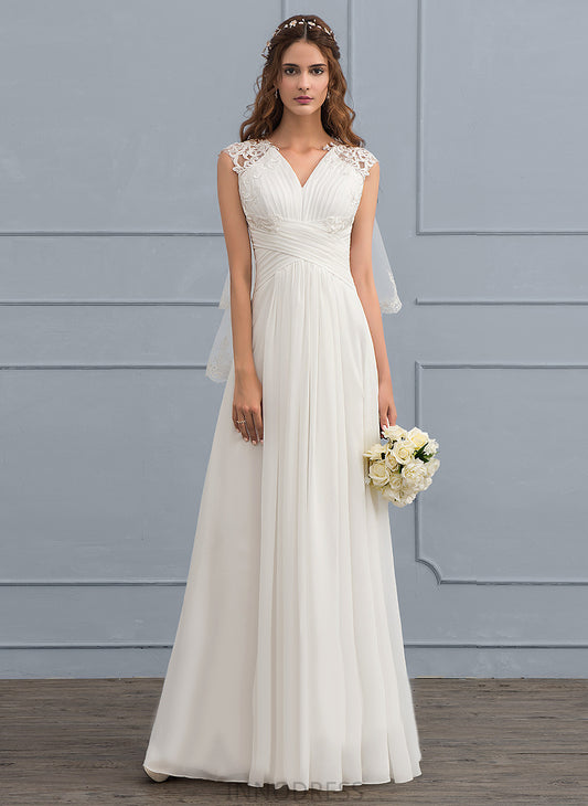 Sweetheart Chiffon Ruffle Lace Wedding Dresses Floor-Length A-Line Dress Wedding Sarah With