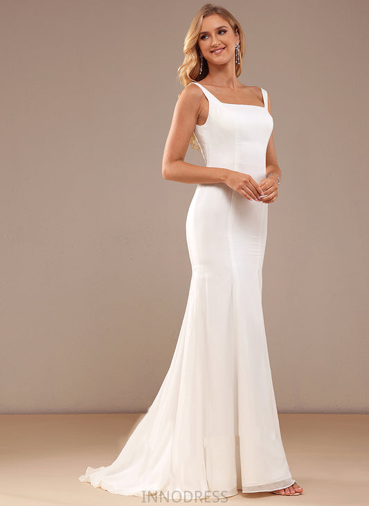 With Dress Neckline Sweep Lace Chiffon Wedding Trumpet/Mermaid Wedding Dresses Train Maureen Square