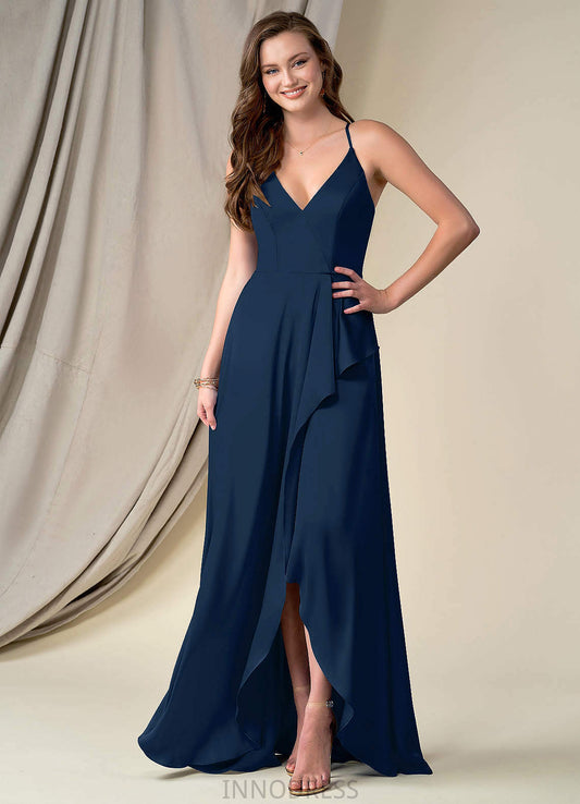 Philippa Sleeveless Spaghetti Staps Natural Waist A-Line/Princess Floor Length Bridesmaid Dresses