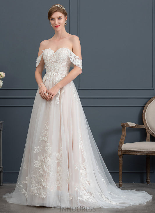 Sweetheart Wedding Dresses Wedding Ball-Gown/Princess Sweep Train Tina Tulle Lace Dress