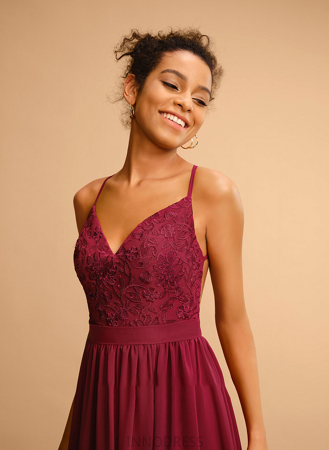 V-neck Chiffon With Lace A-Line Prom Dresses Deja Floor-Length