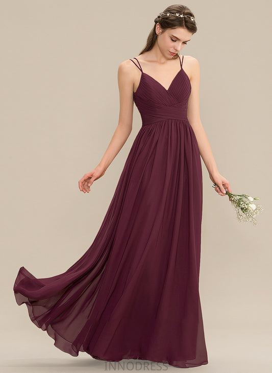 With Lace Aileen Floor-Length Chiffon A-Line Prom Dresses V-neck Ruffle