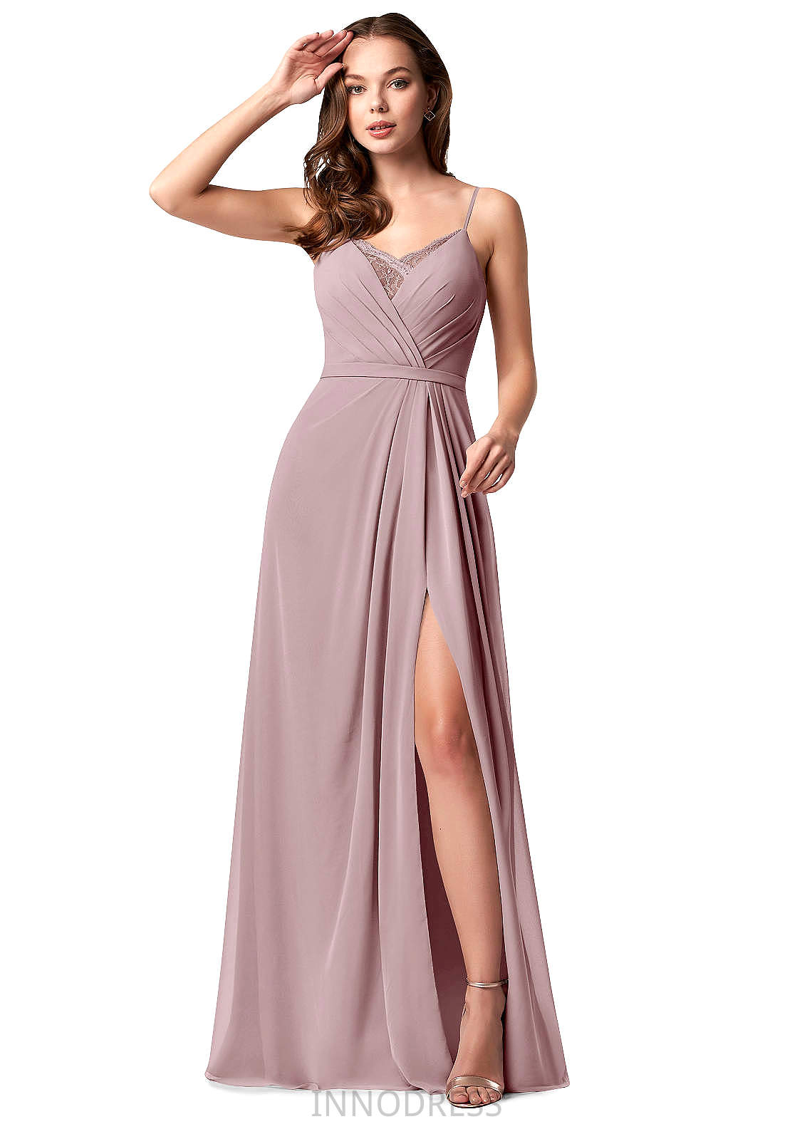 Crystal Floor Length Short Sleeves A-Line/Princess V-Neck Natural Waist Bridesmaid Dresses