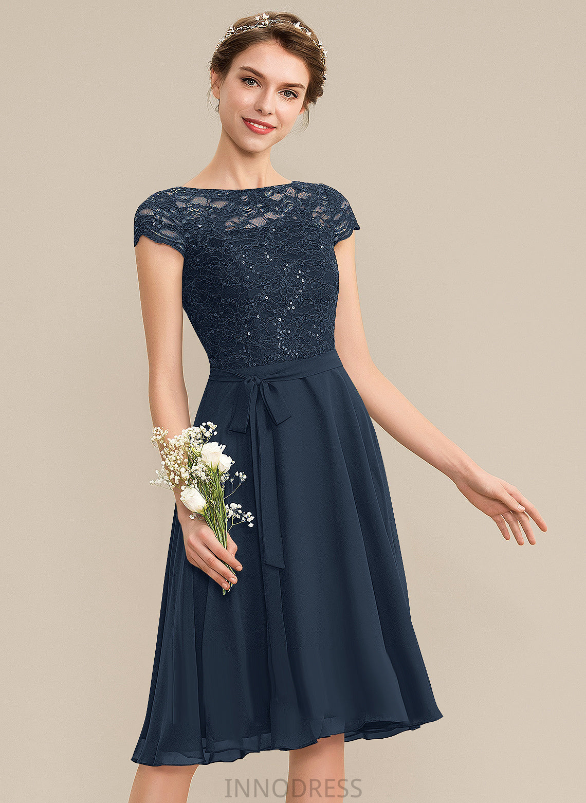 Silhouette Neckline Length Embellishment ScoopNeck A-Line Knee-Length Bow(s) Fabric Jocelynn Sleeveless Floor Length Bridesmaid Dresses