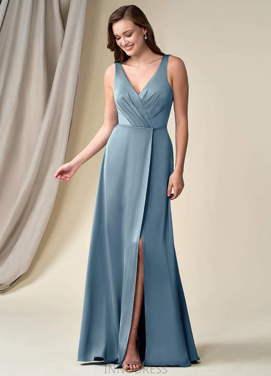 Serenity Halter A-Line/Princess Sleeveless Natural Waist Floor Length Bridesmaid Dresses