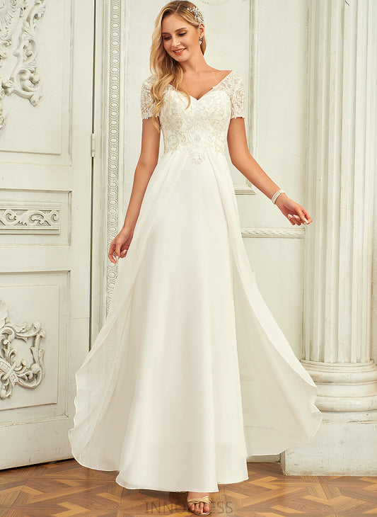 Chiffon Jazmine A-Line Wedding With Dress Wedding Dresses V-neck Floor-Length Lace