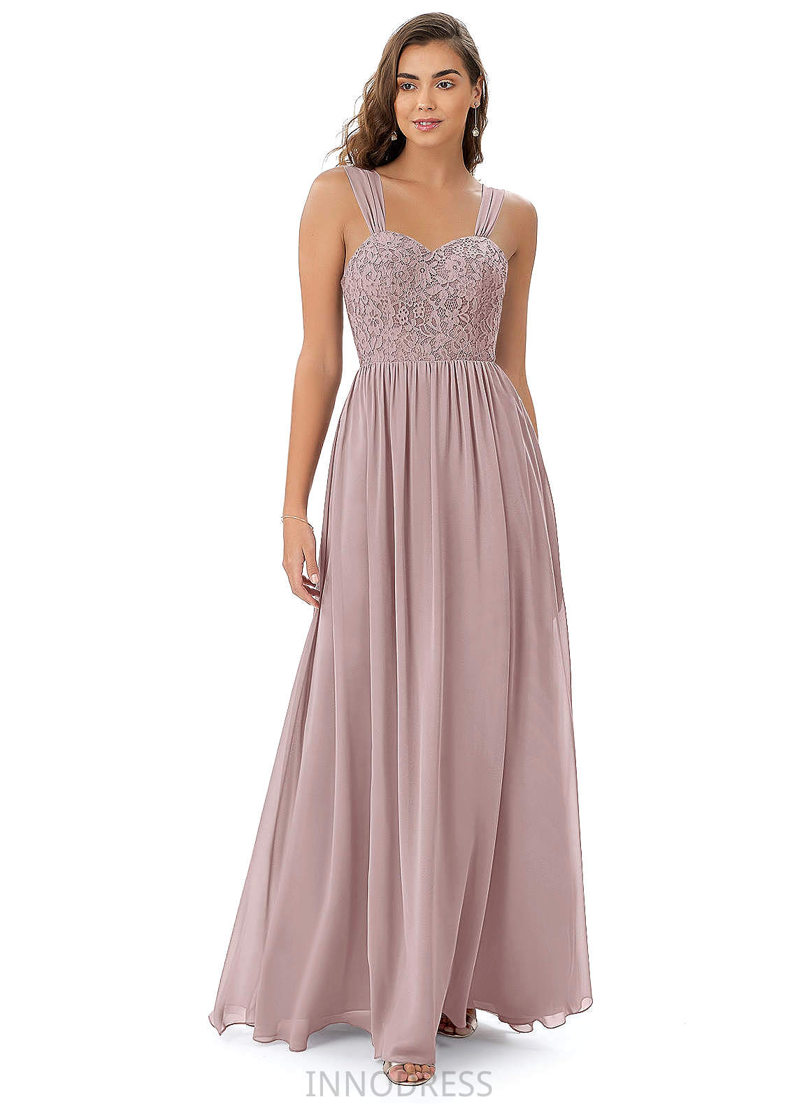 Nora Sleeveless Natural Waist V-Neck Floor Length A-Line/Princess Bridesmaid Dresses