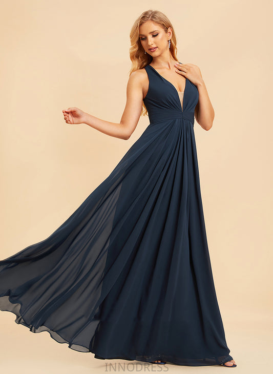 A-Line Ruffle Silhouette Embellishment Fabric Neckline Floor-Length V-neck Length Cindy A-Line/Princess V-Neck Bridesmaid Dresses