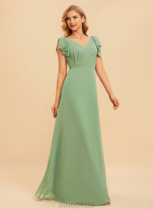 Fabric Embellishment Silhouette Length Ruffle V-neck Floor-Length Neckline A-Line Camilla Floor Length Natural Waist Bridesmaid Dresses