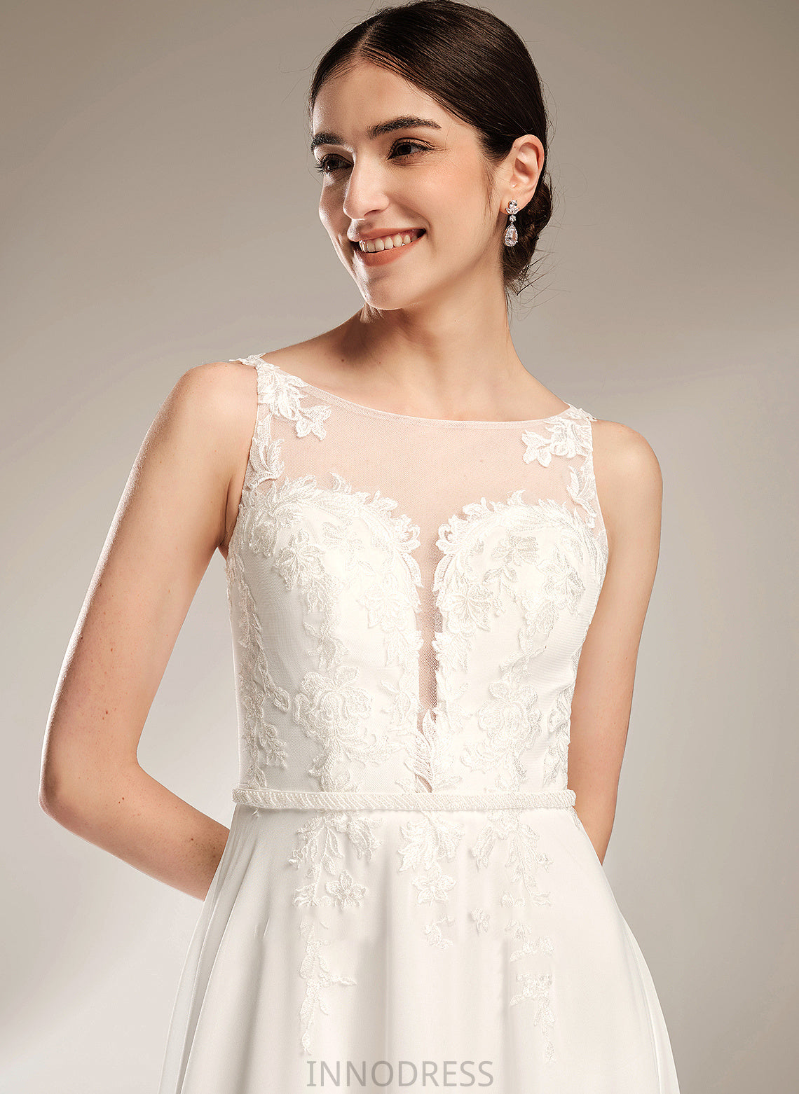 Sweep Dress Jasmine With Sequins Illusion Wedding Dresses A-Line Wedding Train Lace